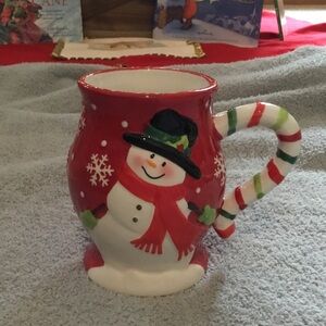 Festive Snowman Holiday Mug - Red and Green